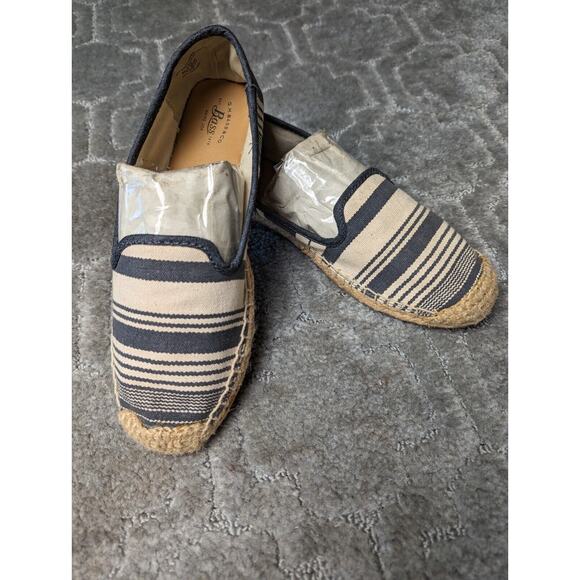 Bass Canvas Loafers WOMENS SIZE 6.5 Cream Navy espadrille flats casual comfy - Picture 4 of 10